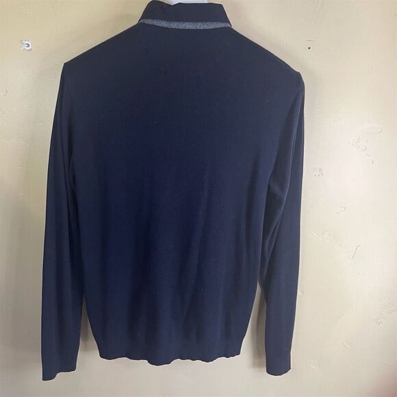 Ted Baker MensHoundstooth Knit Polo Shirt Black and Gray‎ Long Sleeve Size Large - Picture 10 of 10